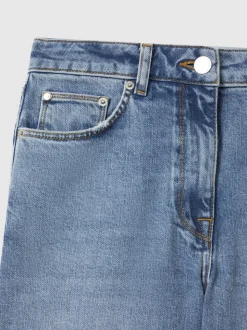 Lichtblauw - Reiss Selin jeans met rechte pijpen en halfhoge taille
