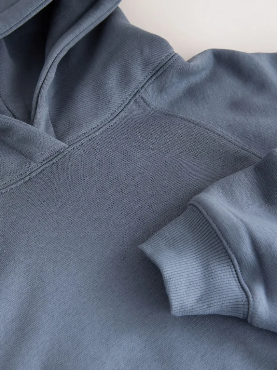 Lichtblauw - Relaxte zware hoodie met normale lengte