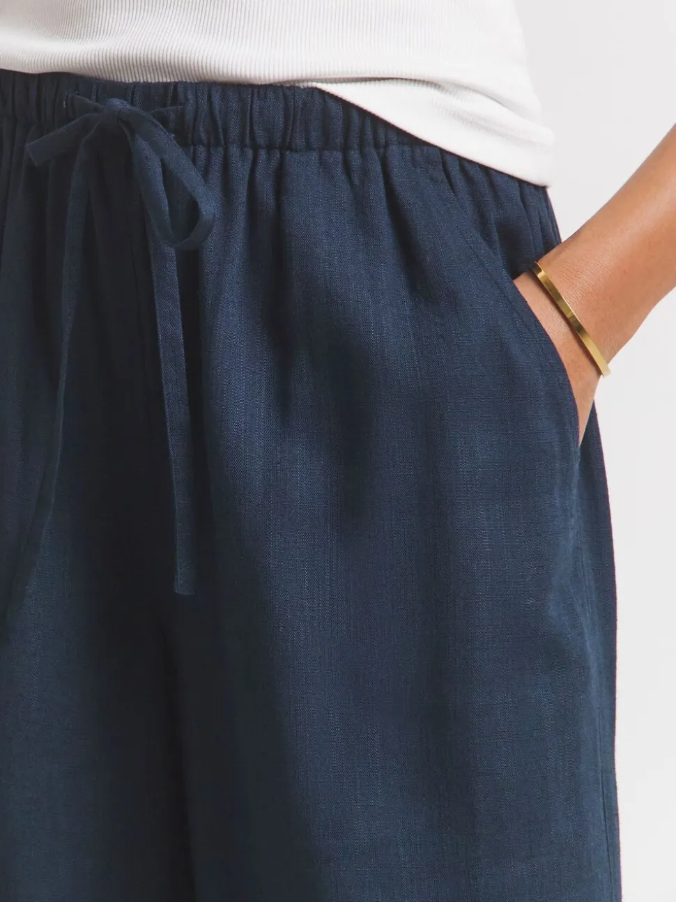 Lichtblauw - Simply Be Tie Waist Wide Leg Linen Mix Trousers