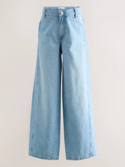 Lichtblauw - Zwangerschapsjeans met wijde pijpen van 100% katoen