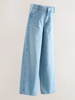 Lichtblauw - Zwangerschapsjeans met wijde pijpen van 100% katoen