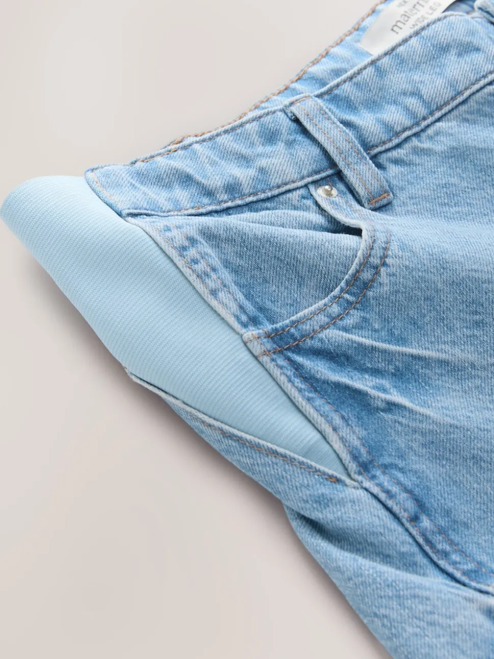 Lichtblauw - Zwangerschapsjeans met wijde pijpen van 100% katoen