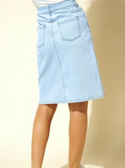 Lichtblauw denim - Roman A-Line Knee Length Denim Skirt