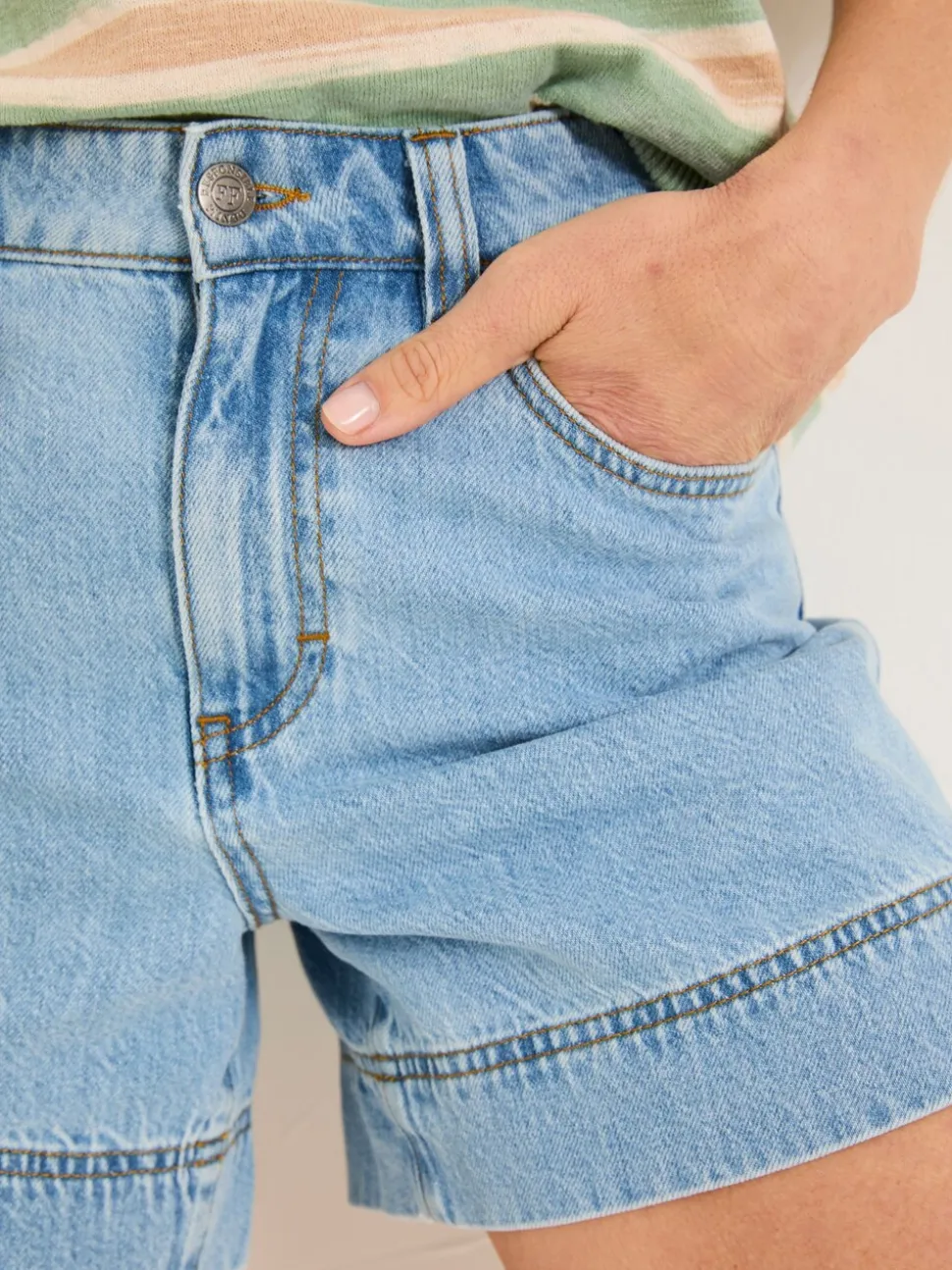 Lichtblauw vintage - FatFace 100% katoenen denim shorts