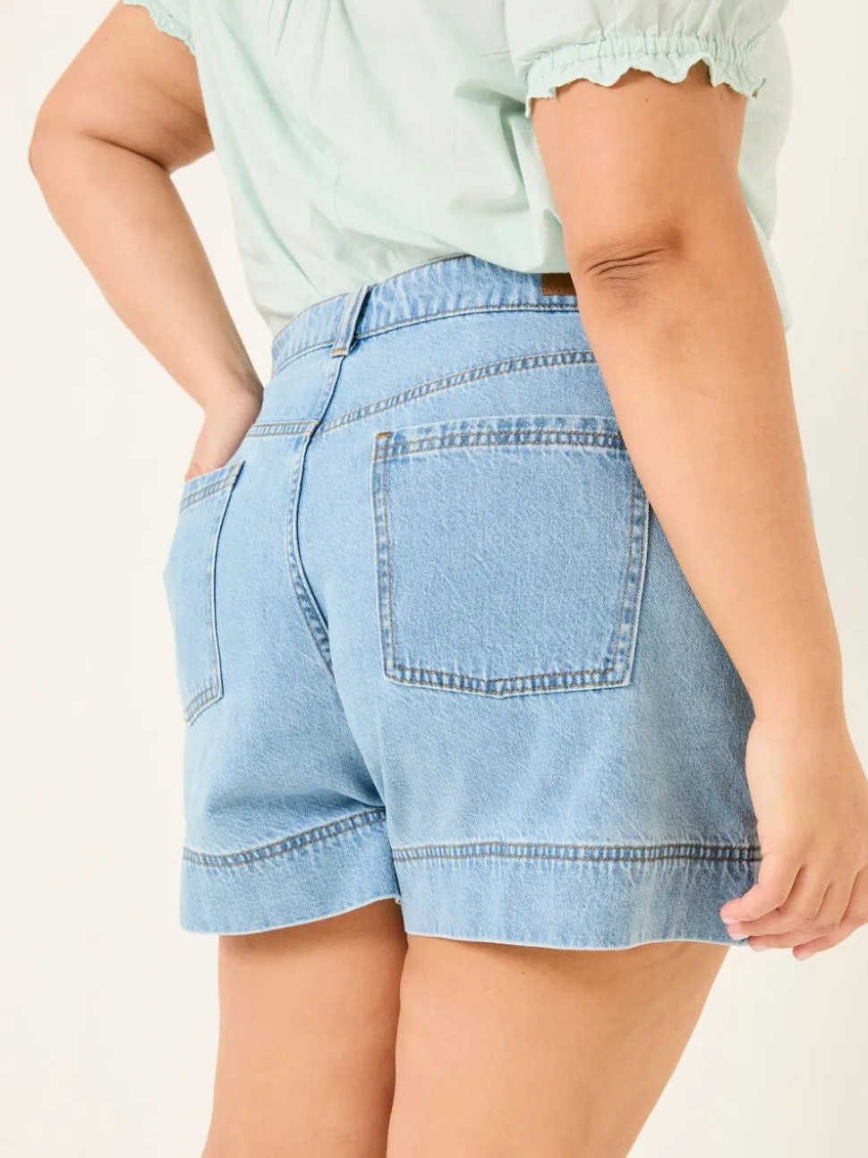 Lichtblauw vintage - FatFace 100% katoenen denim shorts