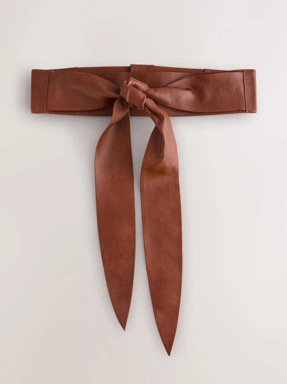 Lichtbruin - Brede leren riem met knoopdetail