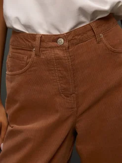 Lichtbruin - Corduroy broek met wijde pijpen