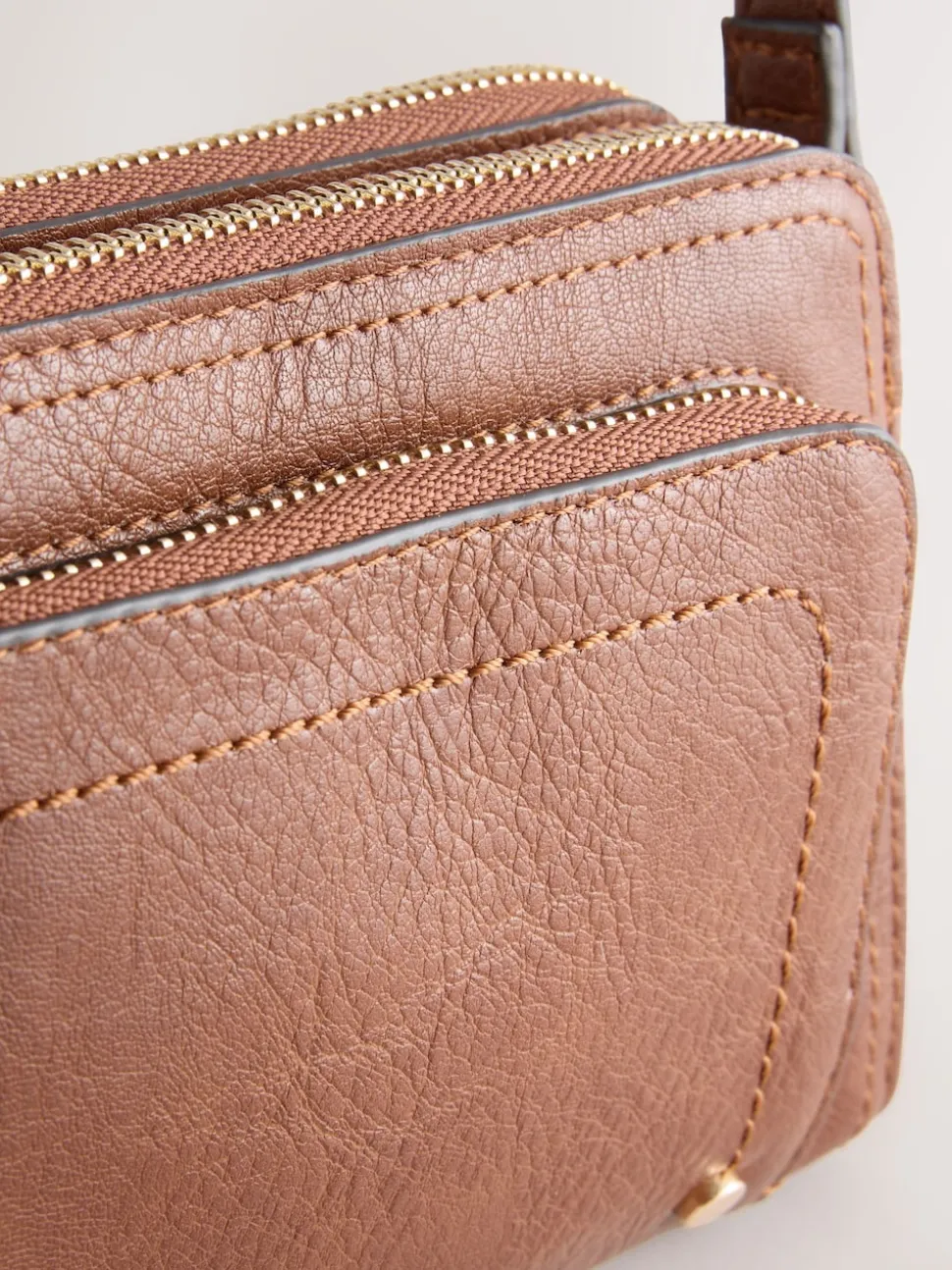 Lichtbruin - Crossbodytas met dubbele rits