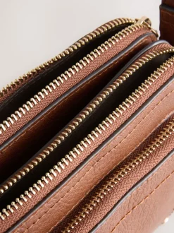 Lichtbruin - Crossbodytas met dubbele rits