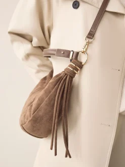 Lichtbruin - Faux Suede Sling Shoulder Bag