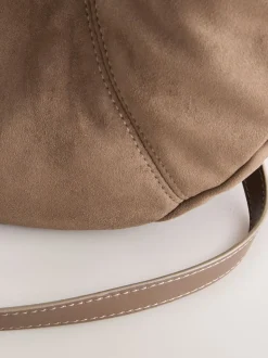 Lichtbruin - Faux Suede Sling Shoulder Bag