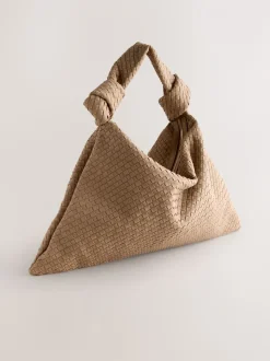 Lichtbruin - Faux Suede Weave Shoulder Bag