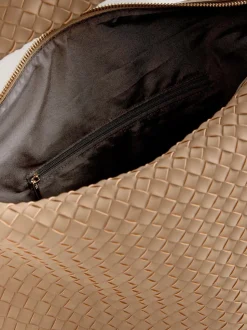 Lichtbruin - Faux Suede Weave Shoulder Bag