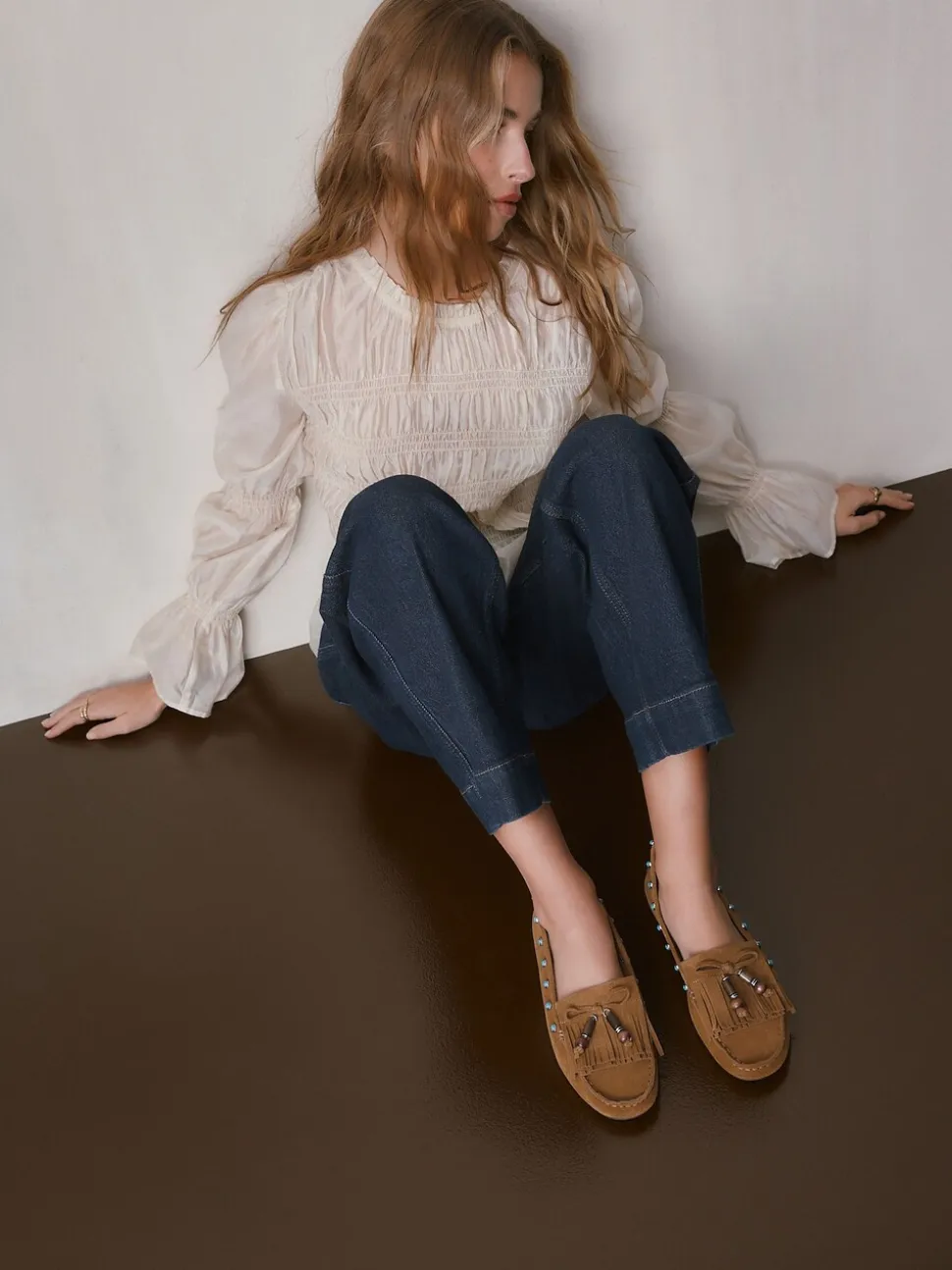 Lichtbruin - Forever Comfort® Leather Loafers With Fringing
