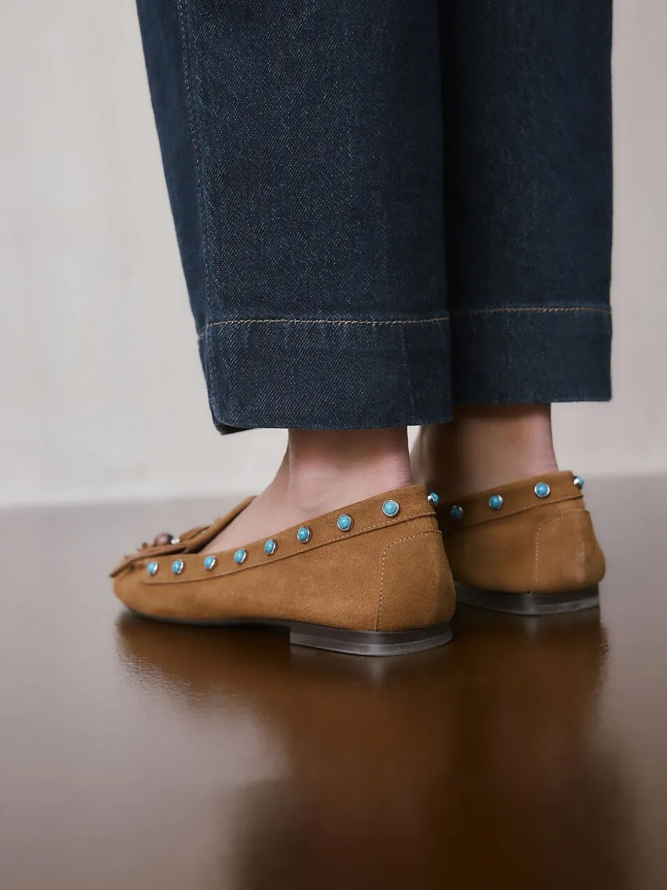Lichtbruin - Forever Comfort® Leather Loafers With Fringing