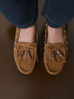 Lichtbruin - Forever Comfort® Leather Loafers With Fringing