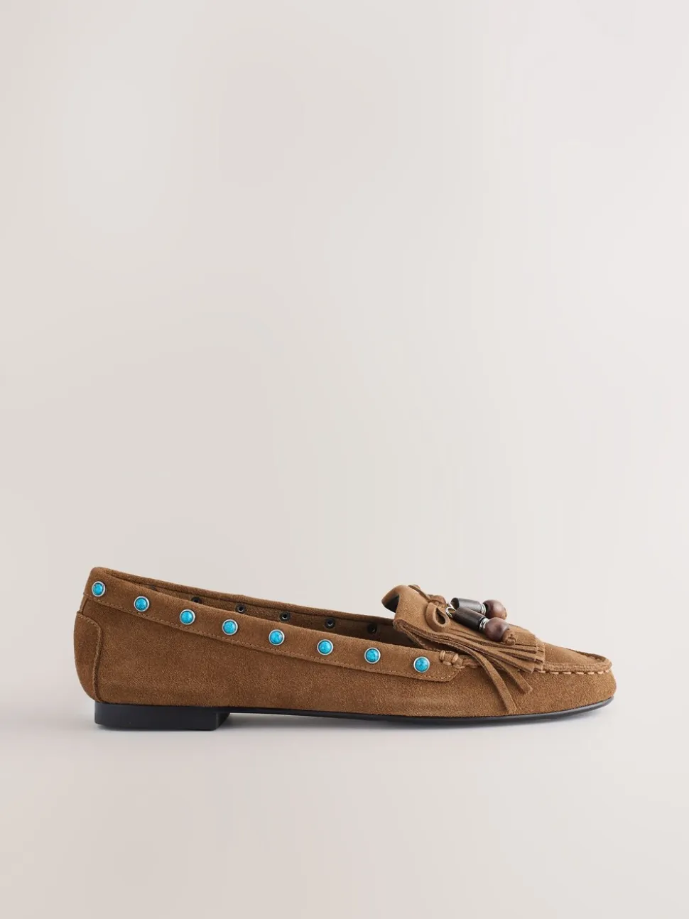 Lichtbruin - Forever Comfort® Leather Loafers With Fringing