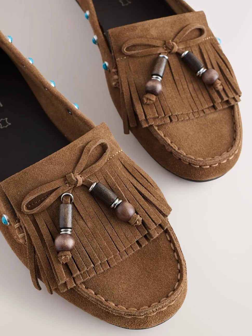 Lichtbruin - Forever Comfort® Leather Loafers With Fringing