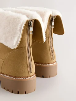 Lichtbruin - Forever Comfort® Faux Fur Cuff Ankle Boots