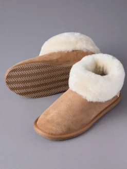 Lichtbruin - Lakeland Leather - Pantoffellaarsjes van schapenvacht voor dames