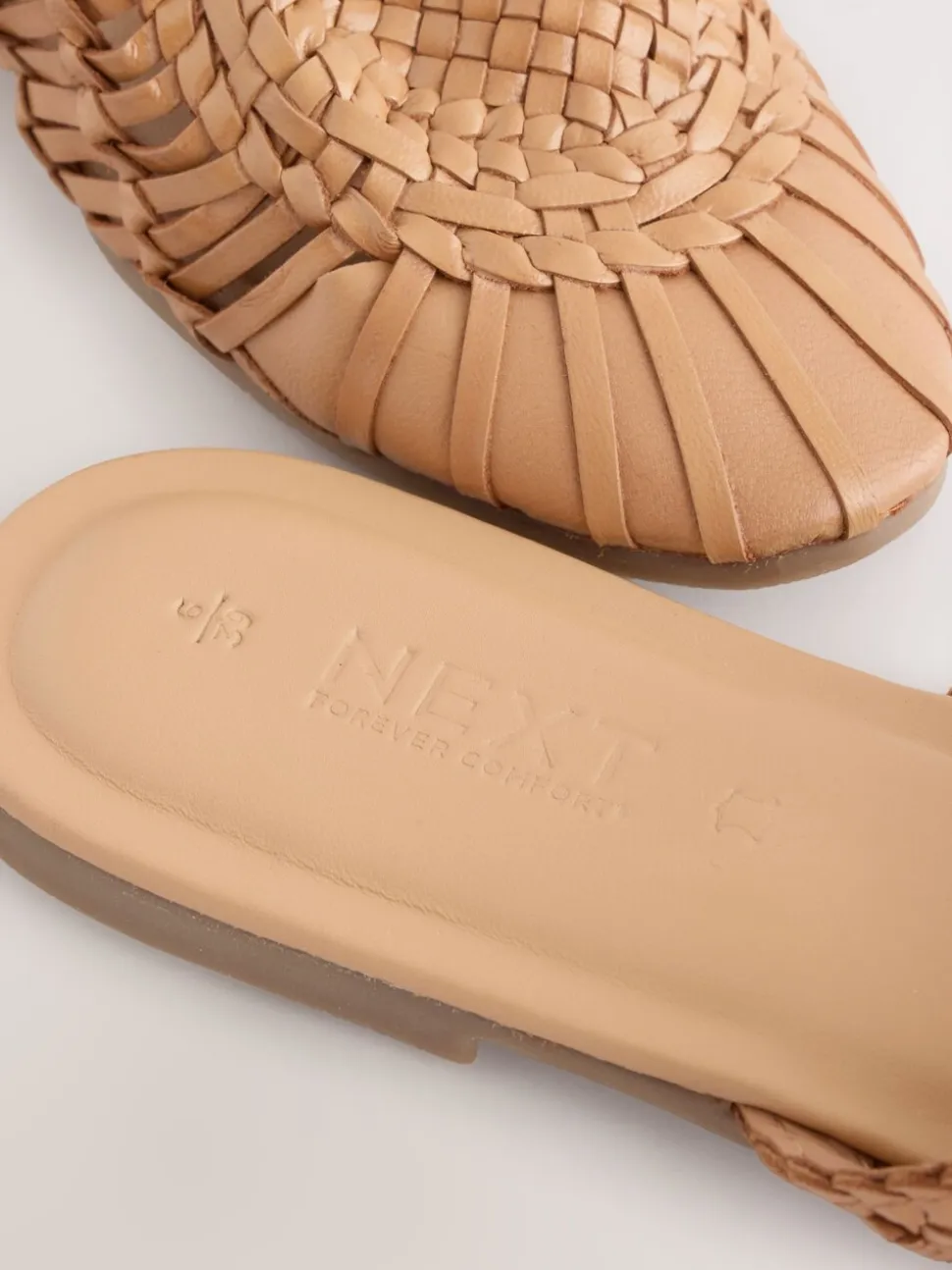 Lichtbruin - Leather Slip-On Weave Mules