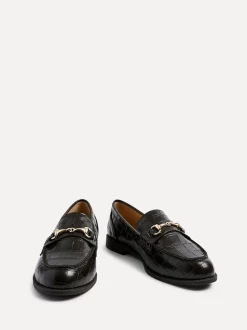 Lichtbruin - Linzi Maison Croc Effect Loafers With Buckle Detail