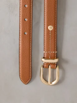 Lichtbruin - N. Premium Made In Italië riem met gemiddelde breedte