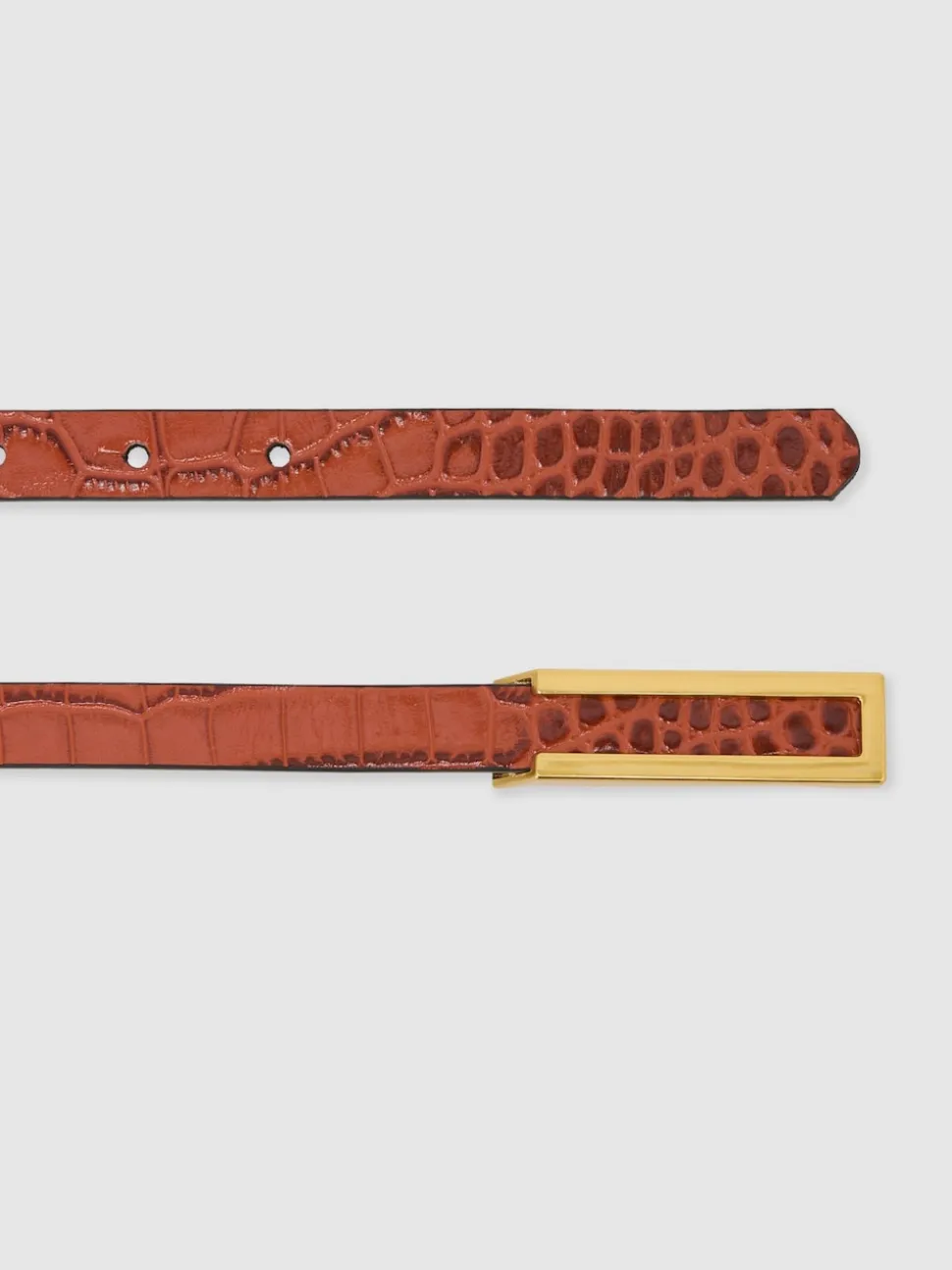 Lichtbruin - Reiss Bronya Leather Crocodile-Effect Belt