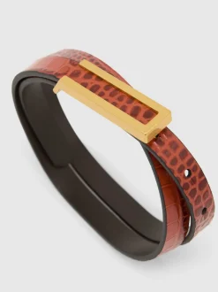 Lichtbruin - Reiss Bronya Leather Crocodile-Effect Belt