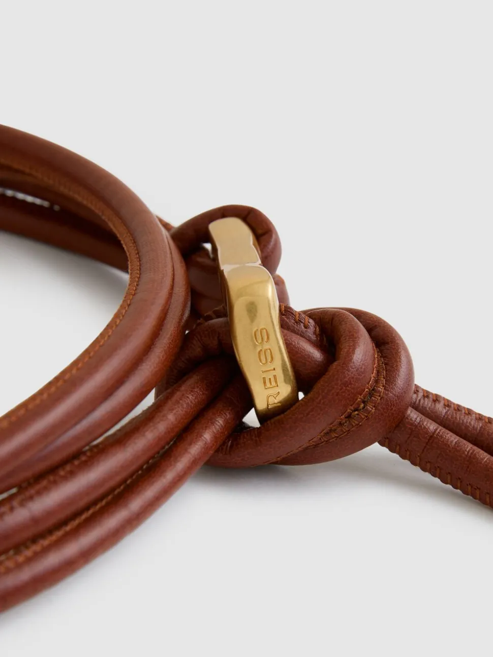 Lichtbruin - Reiss Tara Sculpted Buckle Tubular Tie Belt