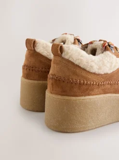 Lichtbruin - Signature Premium Leather Hiker Wedge Trainers