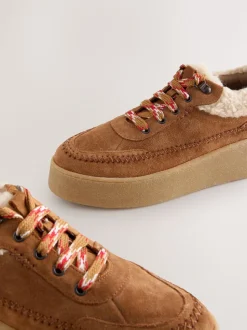 Lichtbruin - Signature Premium Leather Hiker Wedge Trainers