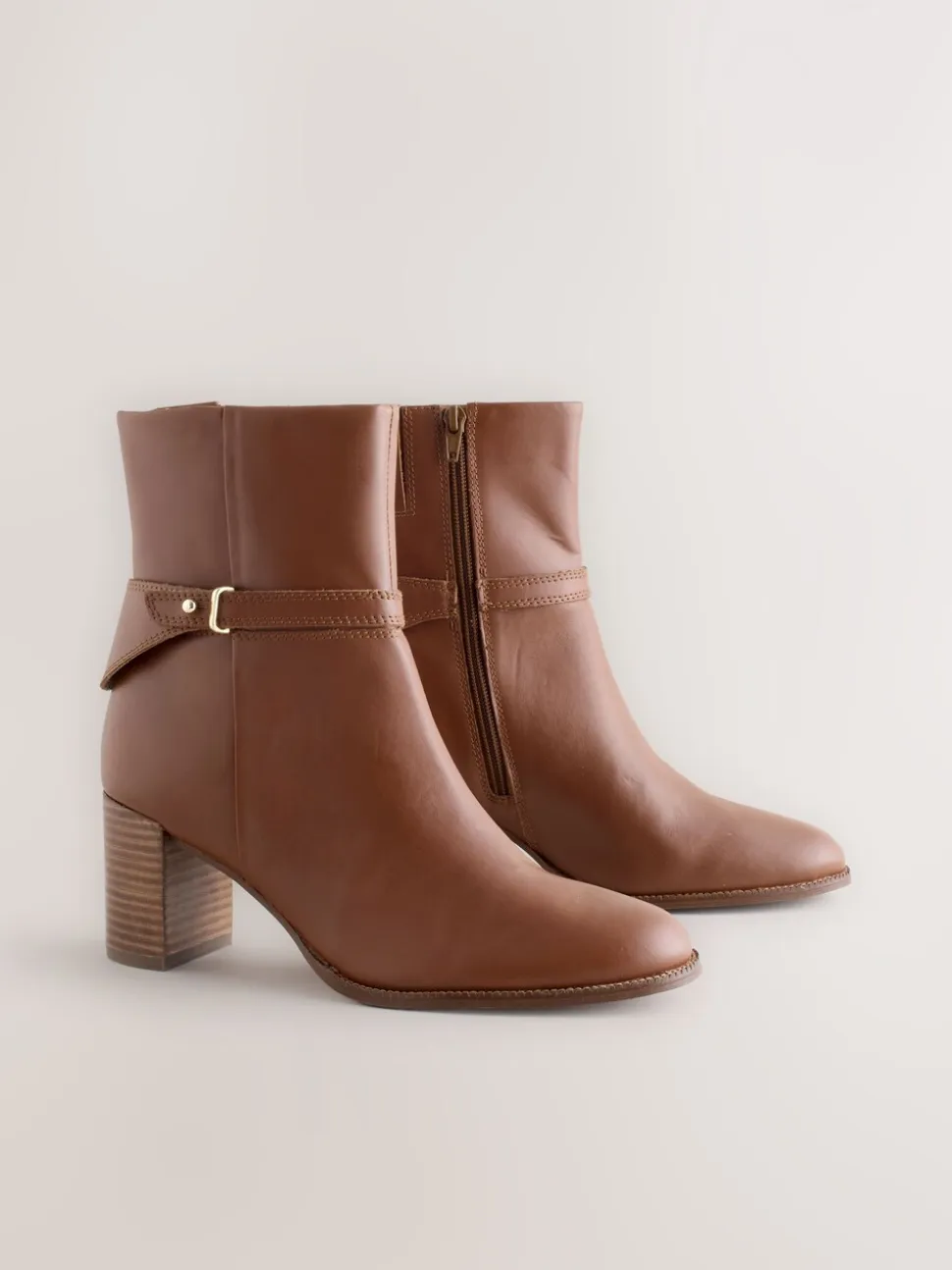 Lichtbruin leer - Forever Comfort® Hardware Trim Ankle Boots
