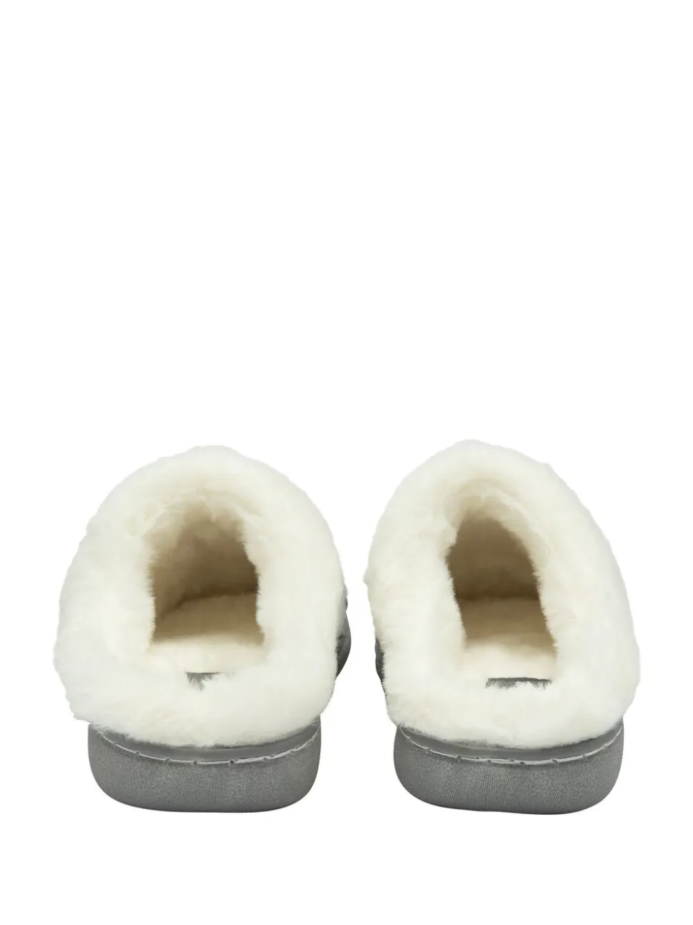 Lichtgrijs - Dunlop - Gebreide pantoffelmuiltjes met dichte neus voor dames