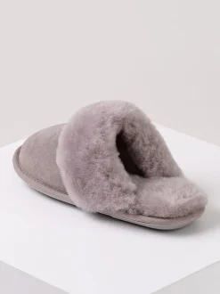Lichtgrijs - Just Sheepskin Duchess pantoffels van schapenvacht voor dames