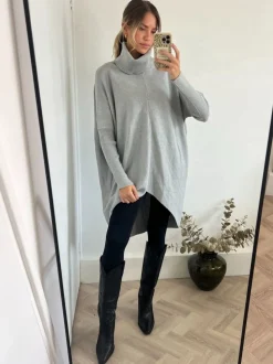 Lichtgrijs - Style Cheat Longer Length Hope Knitted Jumper
