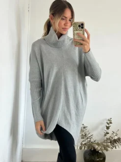 Lichtgrijs - Style Cheat Longer Length Hope Knitted Jumper