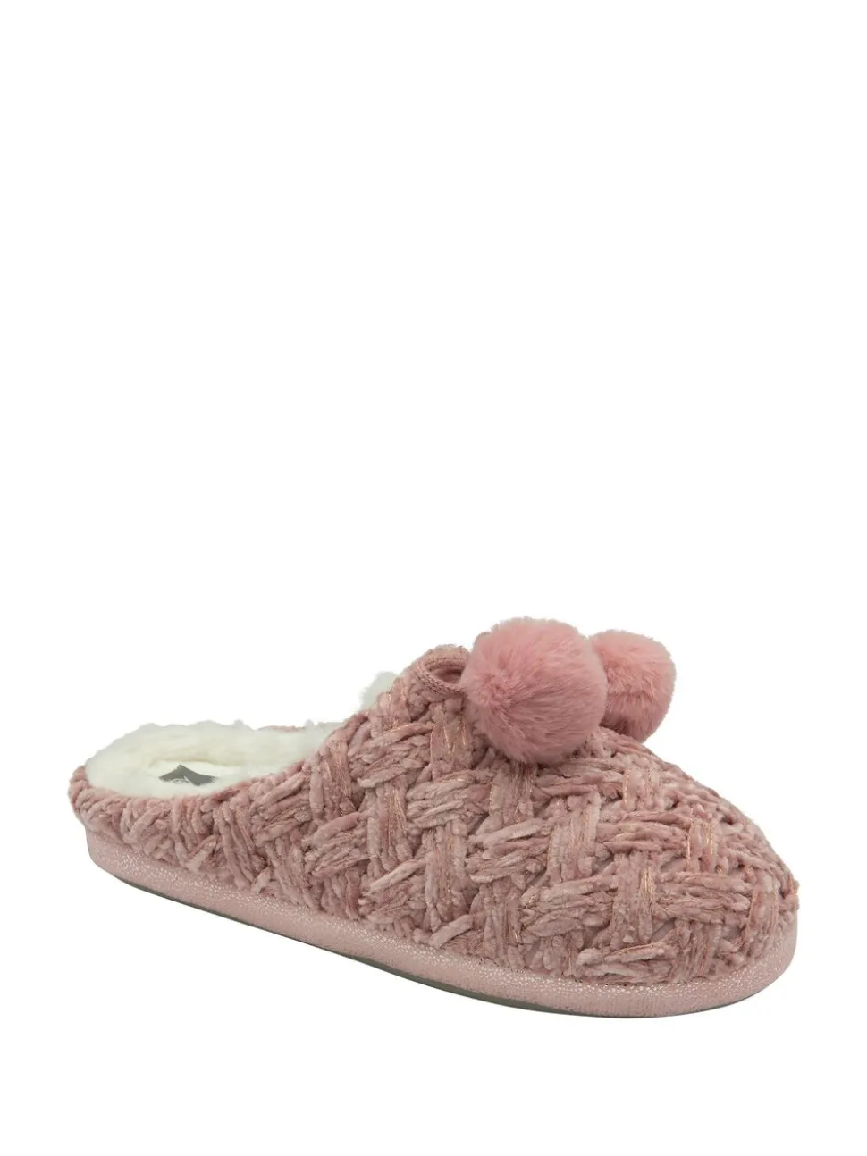 Lichtroze - Dunlop - Gebreide pantoffelmuiltjes met dichte neus voor dames
