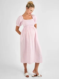 Lichtroze - JoJo Maman Bébé gesmokte midi-zwangerschapsjurk met bloemenprint