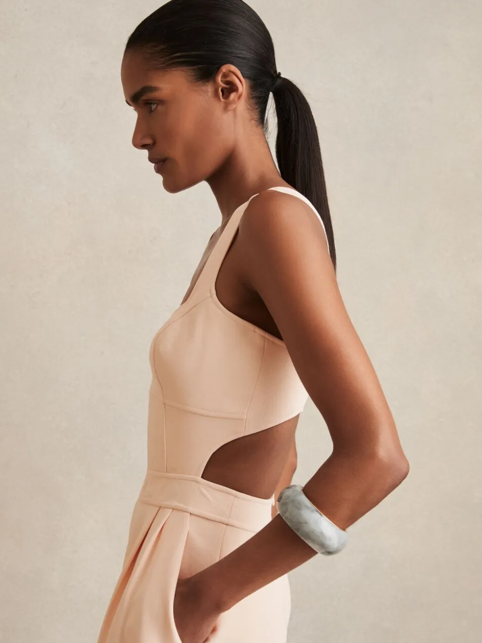 Lichtroze - Reiss Dion Wide-Leg Cut-Out Jumpsuit