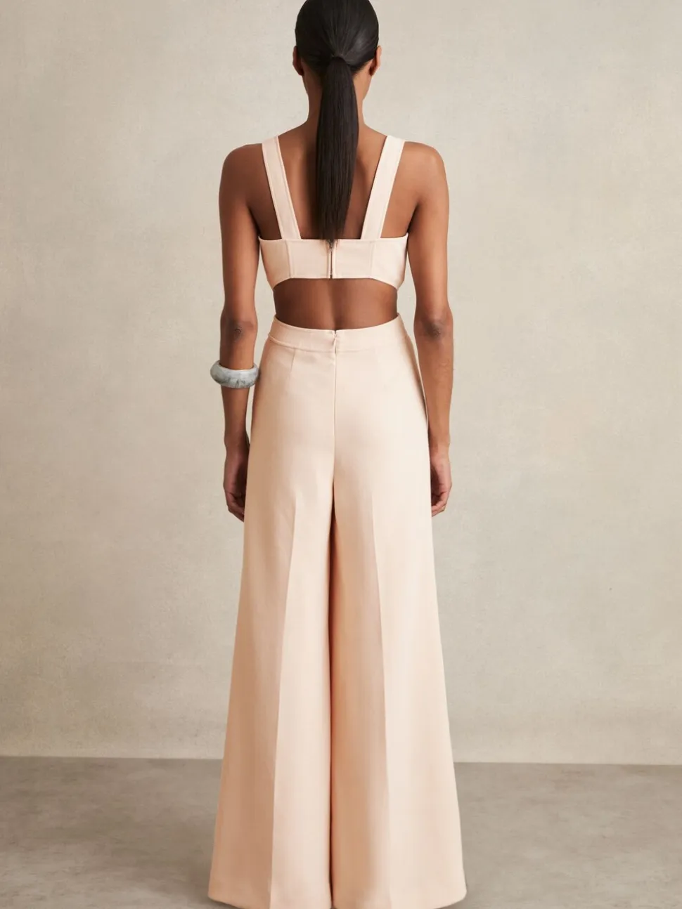 Lichtroze - Reiss Dion Wide-Leg Cut-Out Jumpsuit