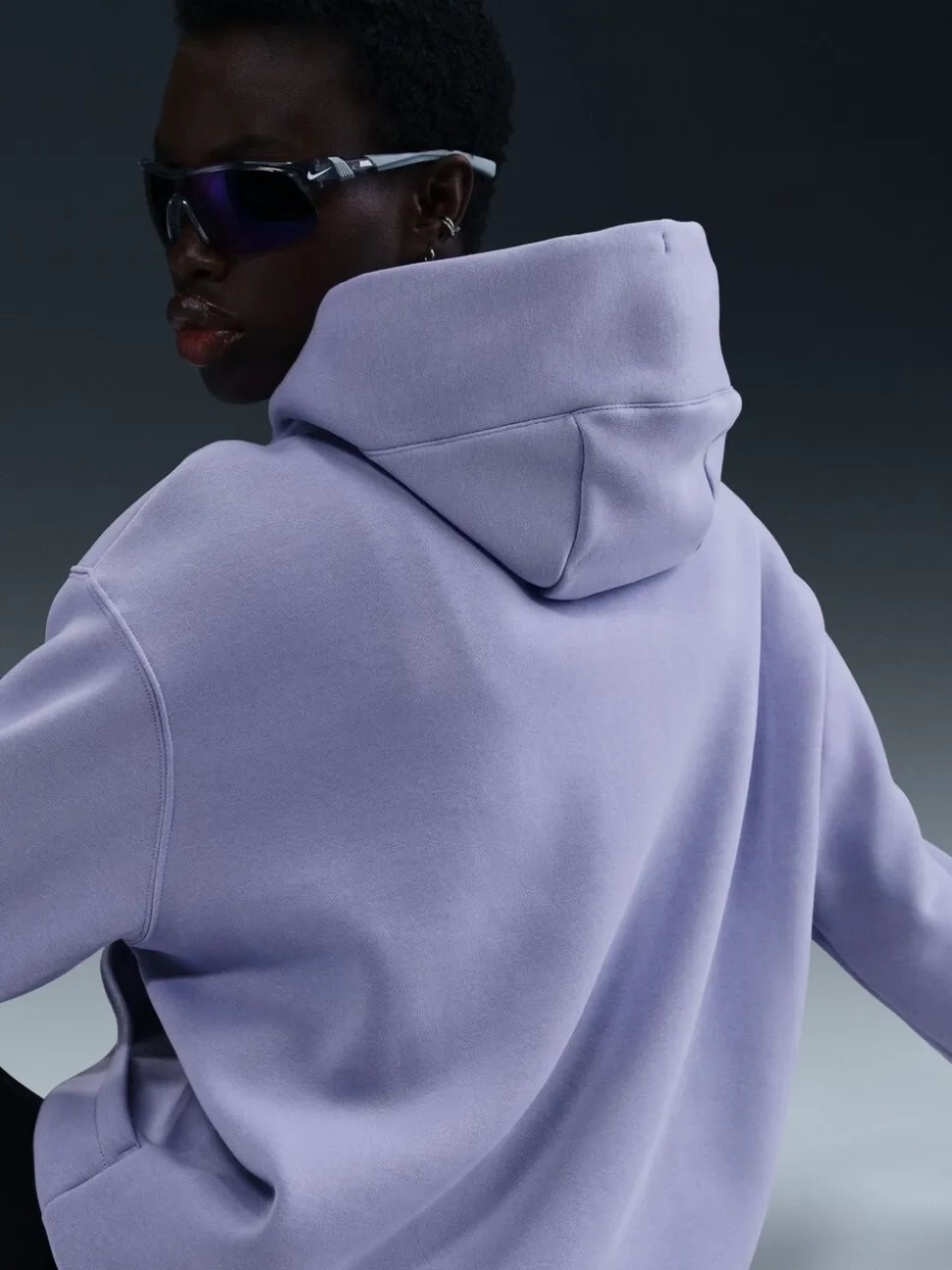 Lila IJs - Nike oversized mini sportkleding Phoenix fleece swoosh pullover met hoodie