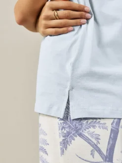 Lila paarse palm - Pyjama met korte mouwen