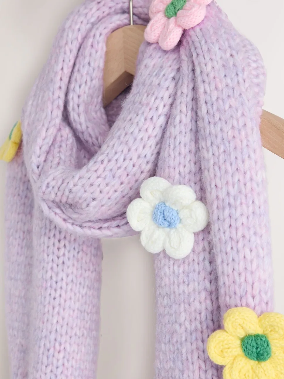 Lilac Flower - Hand Knit Heavyweight Scarf