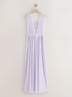 Lila-paars - Multiway mesh Maxi-jurk voor Bruiloftsgasten