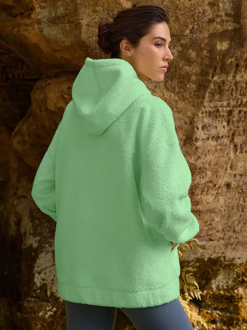 Limoengroen - Soft Teddy Borg Longsleeve Hoodie