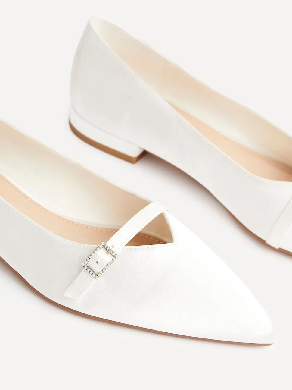 Linzi Bridal Engaged Pointed Toe Ballet Flats With Buckle Detail