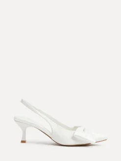 Linzi Bridal Merlot Satin Slingback Court Heels With Bow Detail