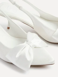 Linzi Bridal Merlot Satin Slingback Court Heels With Bow Detail