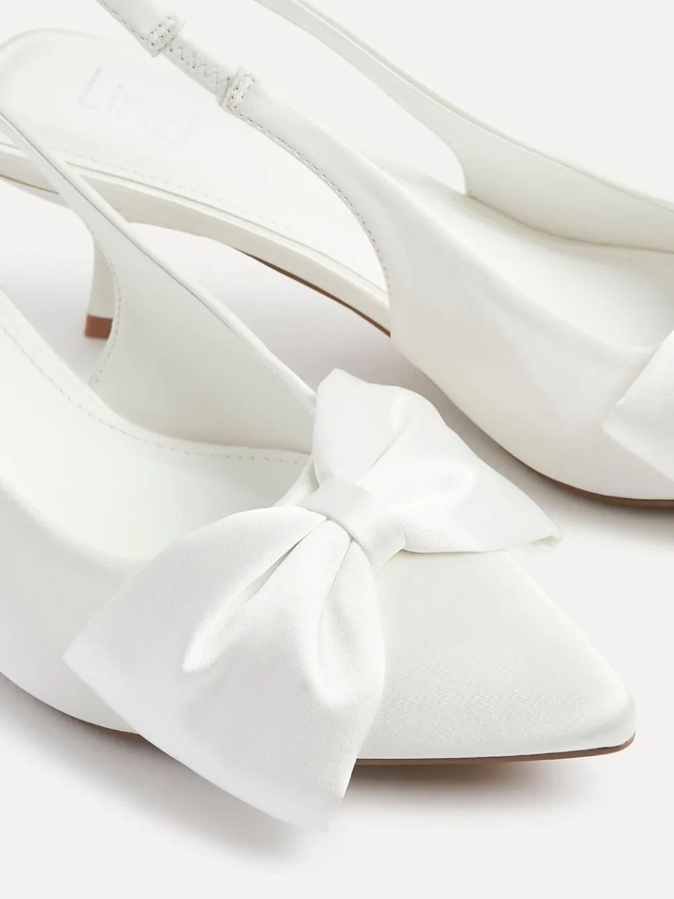 Linzi Bridal Merlot Satin Slingback Court Heels With Bow Detail